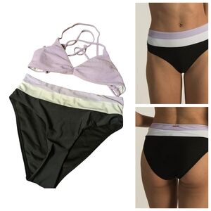 Skinny Dip High Waist Colorblock Bottom & Textured Crossback Top Purple Size S
